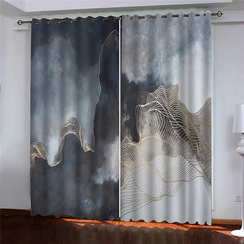 

Custom 3D Curtain Drape Blackout Luxury Curtains For Living Room Bedroom line Photo Printing Cortinas