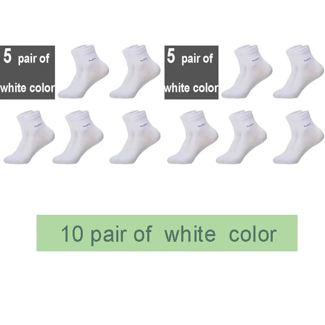 10 white 20 шт = 10 пар, Мужские бамбуковые носки, брендовая гарантия, антибактериальные, удобные, дезодорирующие, дышащие, повседневные, деловые, мужские, meias в подарок - Цвет: 10 white
