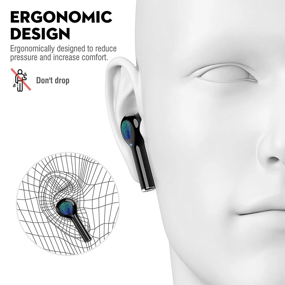 

Universal TWS Bluetooth 5.0 True Wireless Earphone Headset Black Mini Sport Earbuds In-Ear Stereo Headphones For Apple Samsung