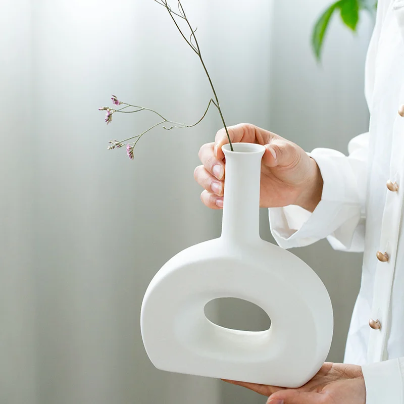 

Белая керамическая ваза, сушеные цветы, маленькая свежая Цветочная композиция для гостиной по всему небу, звезда, обеденный стол, украшение ...