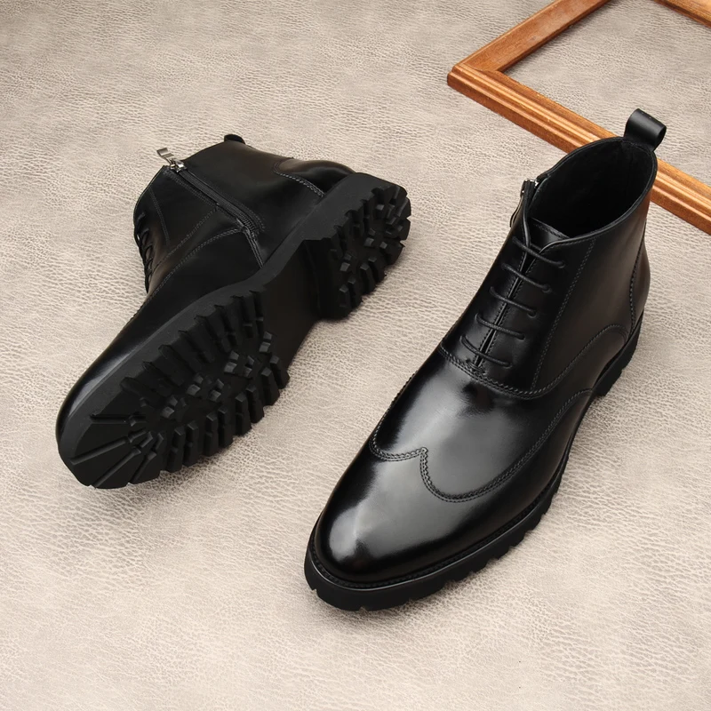 Ботинки Челси высокие топы. Воловья кожа кружево рабочая одежда круглая голова |