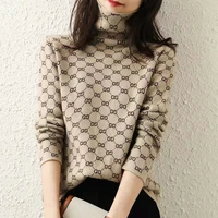 classic retro pattern letter g womens high neck sweater 2021 winter thickened emale sweaters pullover jacquard women sweater