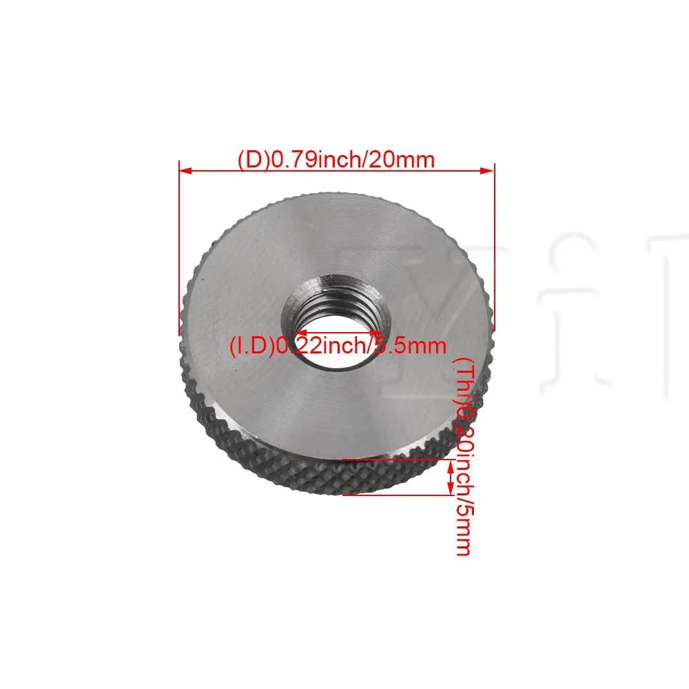 

20x5mm Stainless Steel Cylindrical Knurled Flat Thumb Nut M6 Pack of 4