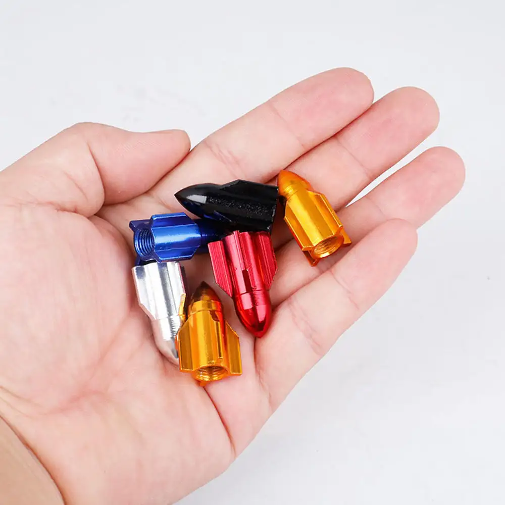 

Bicycle 4 Pcs Bicycle Schrader Rocket-shaped Cap Valve Tire Aluminum Alloy Cover