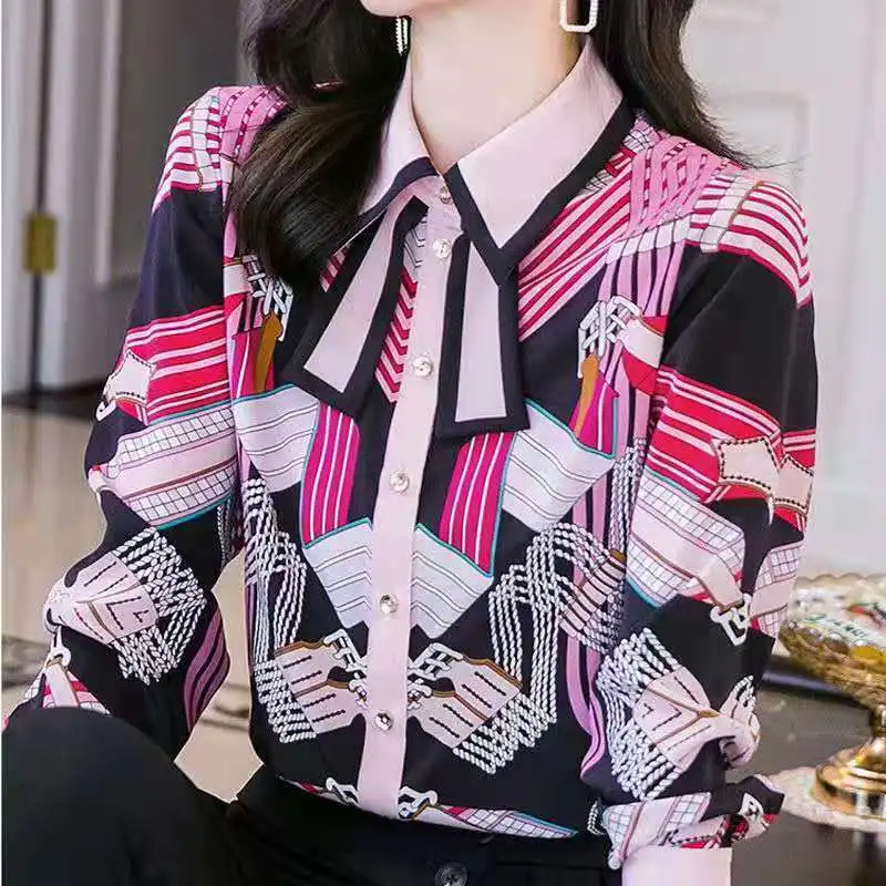 

Women 's Casual Top 2021 Spring And Autumn Korean Style Lapel Single Breasted Long Sleeve Shirt