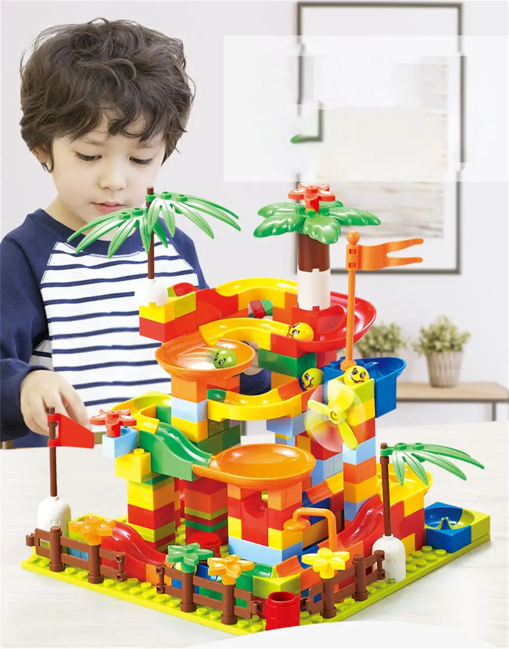 

ZK22 330PCS Marble Race Run Big Block Compatible city Building Blocks Funnel Slide Blocks DIY Big Bricks Toys For Children gift