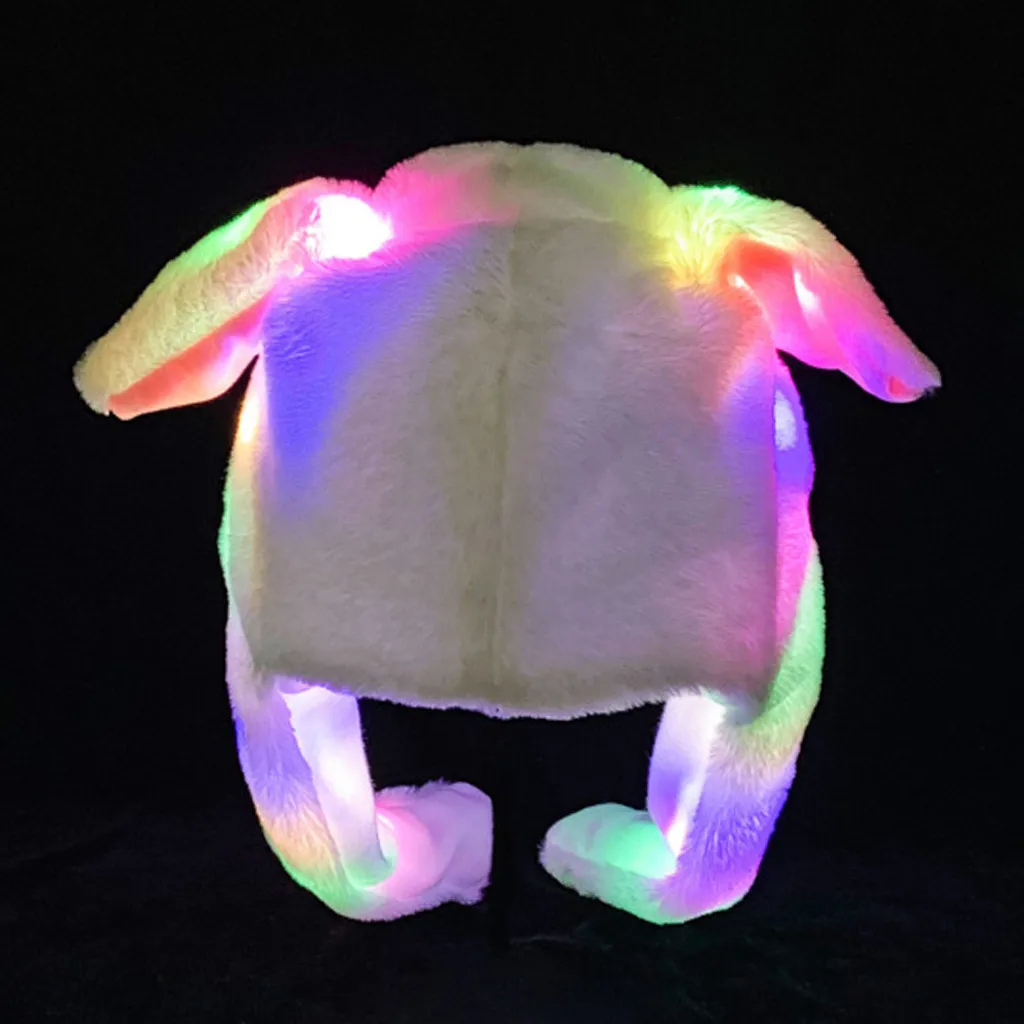 

Fashion Cute Men And Women Plush Light Rabbit Ear Hat Wrap Warm Hat Cap