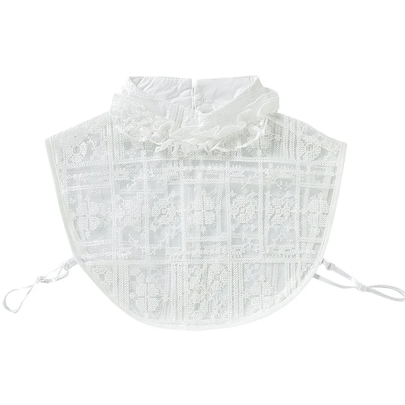 Linbaiway рубашка Поддельный Воротник галстук для женщин выдалбливают Кружева