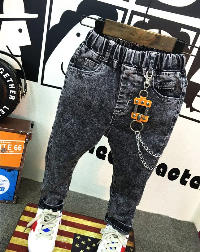 Модные джинсы для мальчиков на весну и осень 2-7 лет детские джинсовые брюки