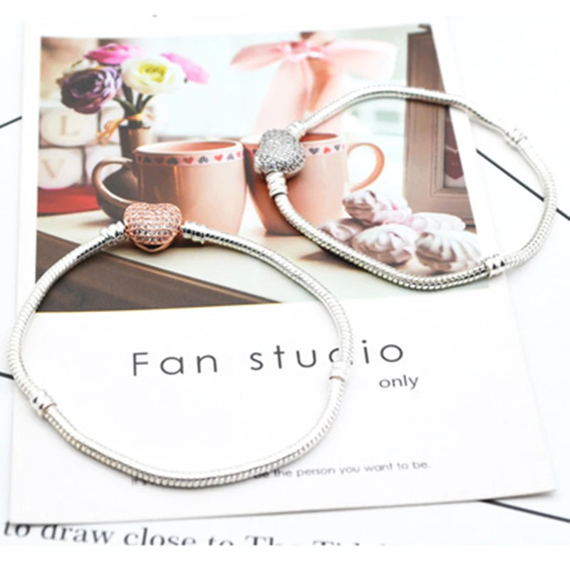 

DIY Zirconia Heart Bracelet Plating Color Preserving Women Bracelet Basic Chain Closed Snake Bone Chain Bracelet Party Jewelry