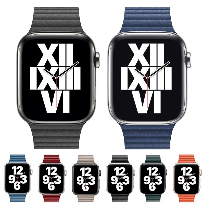 

Leather loop for Apple Watch band 44mm 40mm iWatch band 38mm 42mm Magnetic watch bracelet for Apple watch strap series 3 4 5 6 2