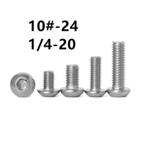 10pcs unc 10 24 14 20 us coarse thread 304 a2 70 stainless steel allen hex hexagon socket button head round screw bolt iso7380
