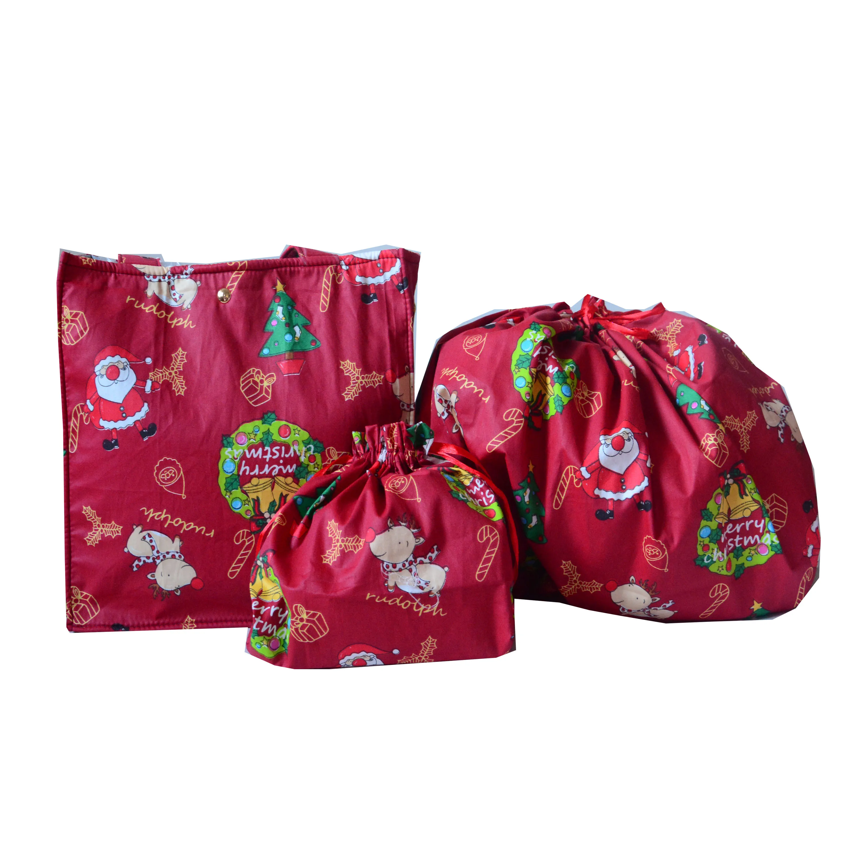 Счастливого Рождества сумка 3 шт./компл. украшение холст Санта магазин подарочная