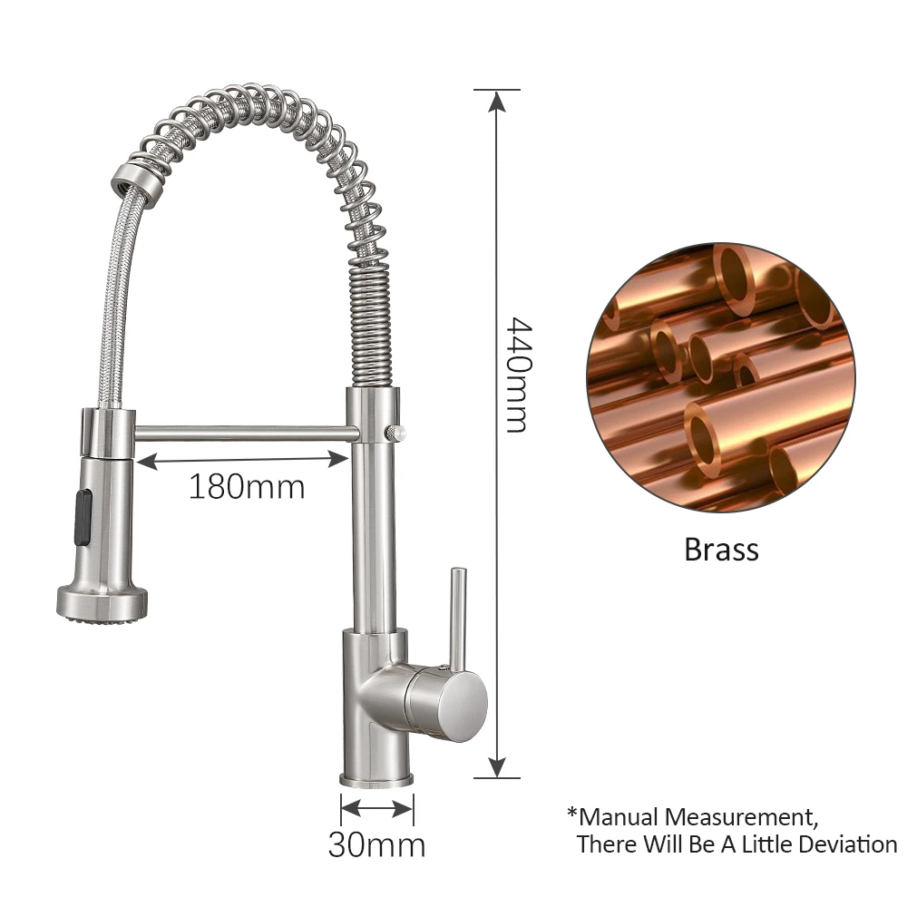 Black Spring Style Kitchen Faucet Deck Mounted 360 Degree Rotation Sink Tap Hot And Cold Mixer Pull Down Sprayer Nozzle Faucets |
