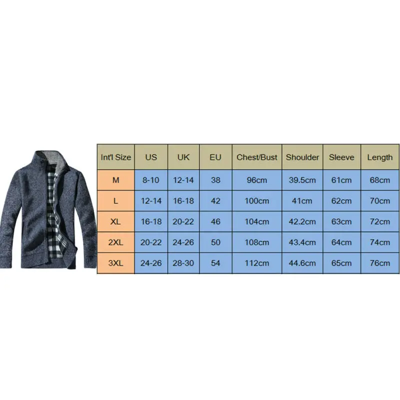 Hot Men Winter Warm Slim Turnltneck Sweater Knitted Cardigan Solid Color Zip Up Fleece Lined Coat Balck Blue Brown Gray | Мужская одежда