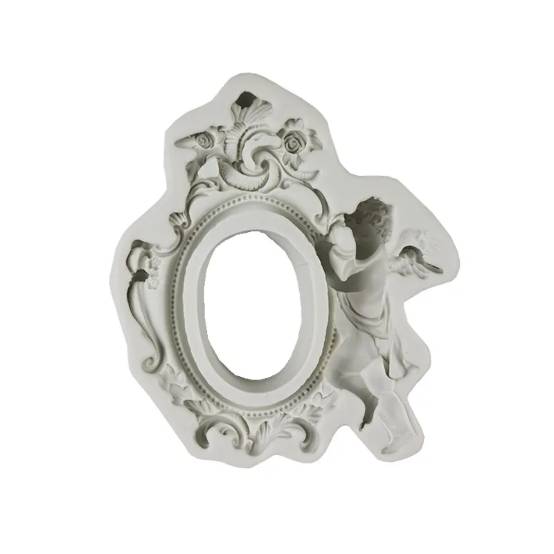 

European Style Angel Photo Frame Decoration Lace Fondant Cake Mold Cake Baking Chocolate Mold Silicone Cake Mold
