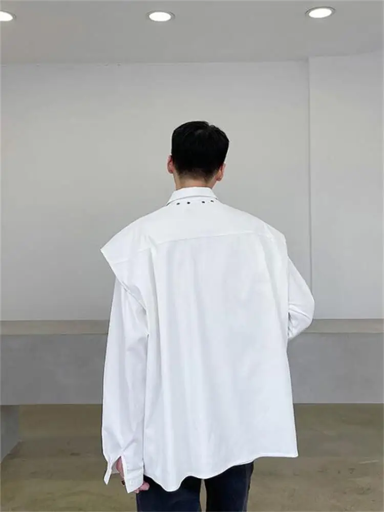 Men's Long-Sleeve Shirt Spring And Autumn New Fashion Trend High Street Harajuku Korean Casual Pure Color Versatile Large Shirt