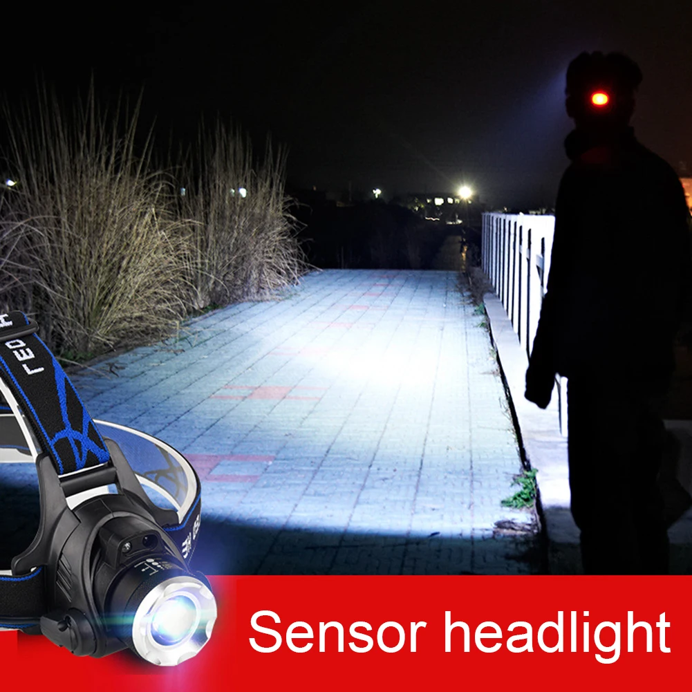 

T6 LED Zoomable Camping Headlight USB Charging Headlamp Mobile Outdoor Camping Emergency Lamp with Motion Sensor Switch