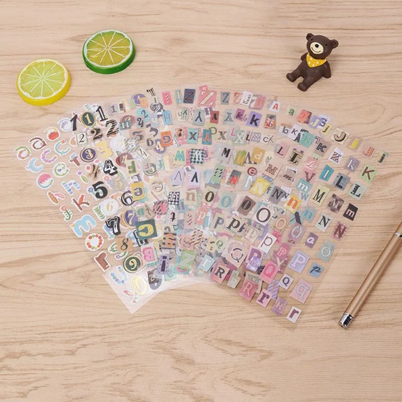 6 листов/комплект наклейки Английский алфавит номер ретро-наклейка дневник