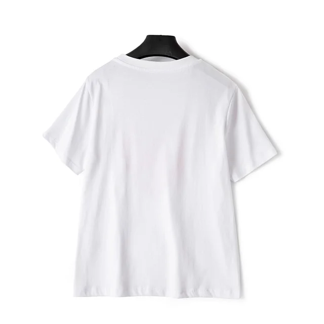 

Heart Letter Print Tee Women White Short Sleeve Simple Loose 2021 Summer O-neck T-shirts