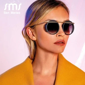 Солнцезащитные очки круглые для мужчин и женщин, винтажные, в стиле стимпанк, металлическая оправа, зеркальные, с защитой UV400