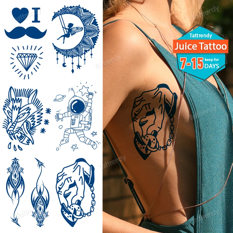

Эротичные стикеры Juice Ink Tattoo Moon Cat Hand, Стикеры для женщин на запястье груди, боди-арт тату длительного действия