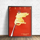 Винтажная итальянская паста, ретро Картина на холсте с едой и напитками, Италия, кафе, ресторан, печатный плакат, настенное искусство, еда, кухня, художественный Декор