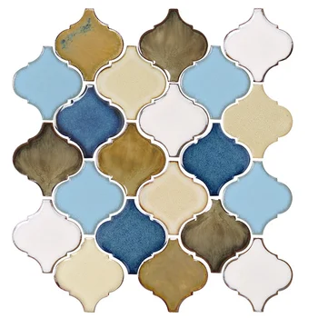 11 PCS White Beige Brown Yellow Blue Lantern Ceramic Porcelain Mosaic Kitchen Backsplash Bathroom Wall Tiles BT012