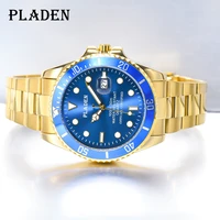 pladen top brand men watches 2021 luxury full steel blue automatic date watch quartz diving sports wristwatch relogio masculino