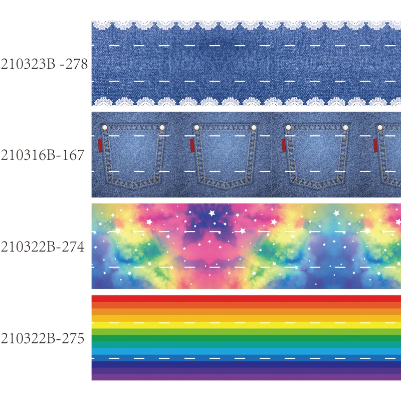 

jeans and Gradient pattern printed grosgrain ribbon (50 yards/lot) 22mm 25mm 38mm for hair bows DIY
