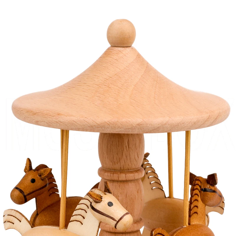 Романтическая маленькая вращающаяся музыкальная шкатулка трояна деревянная