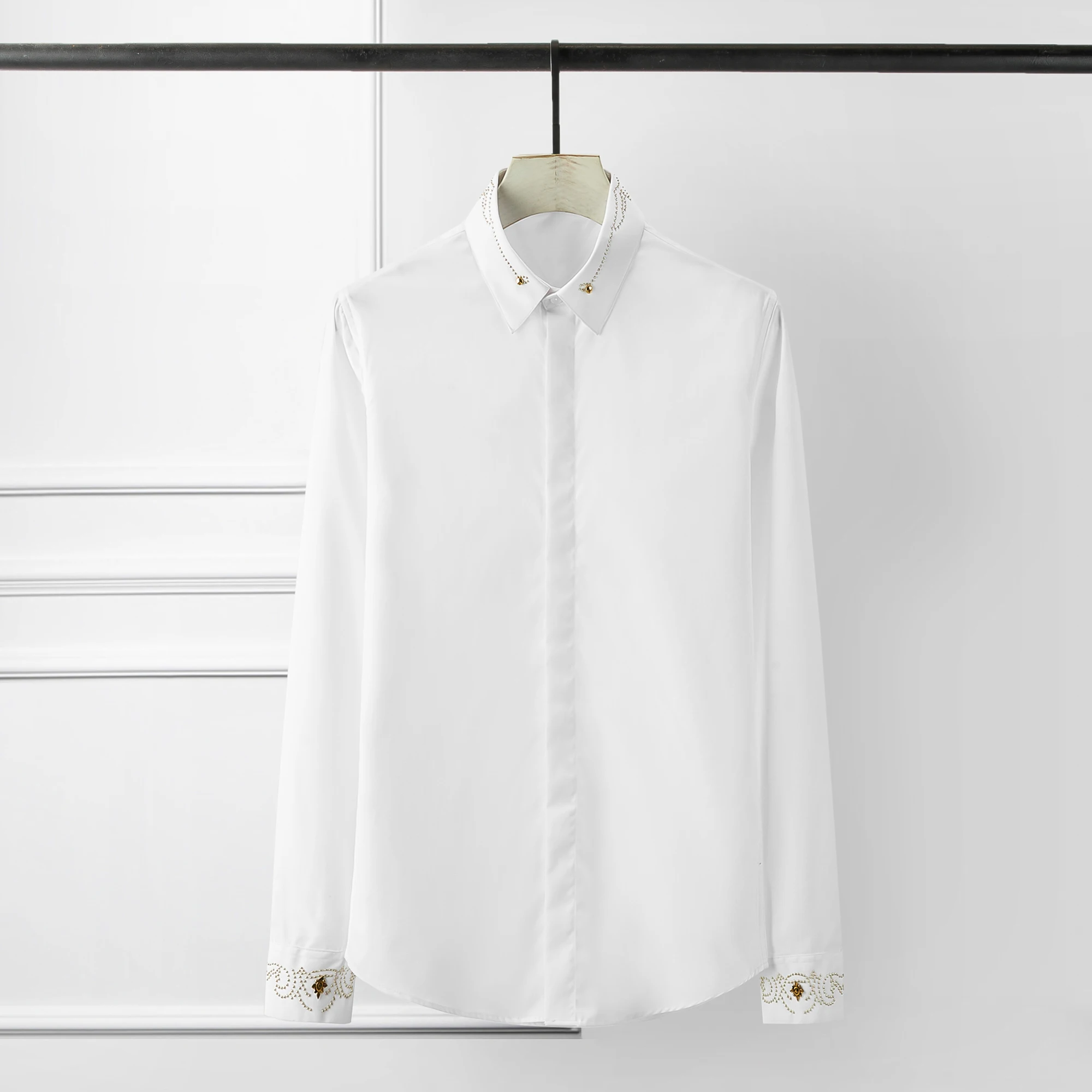 Minglu протектор рубашка для мужчин Роскошный Королевский манжеты и воротник