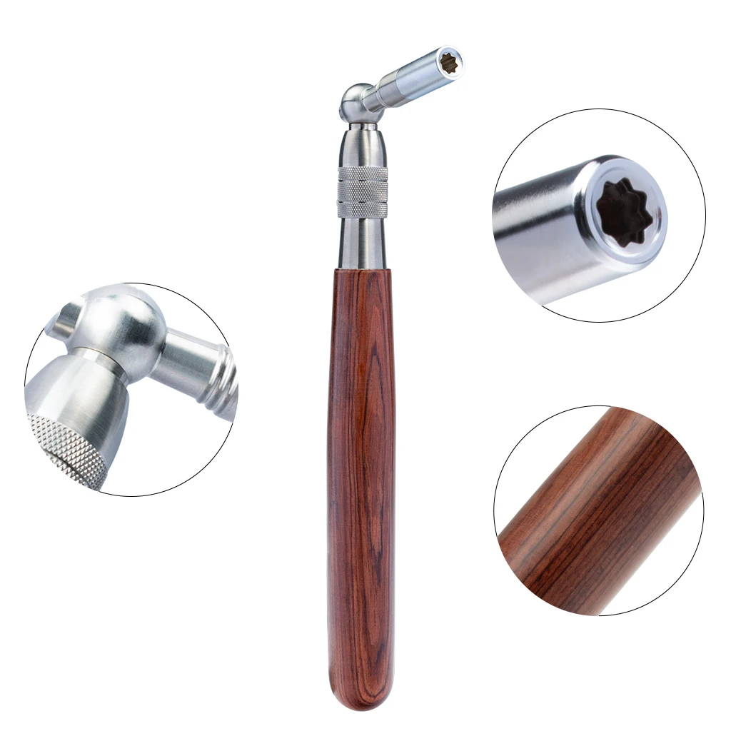 Piano Tuning Wrench Maple/Rosewood/Sandalwood Handle Square Shape Tip Stainless Steel Hammer Star-shaped Tip Spanner Tool