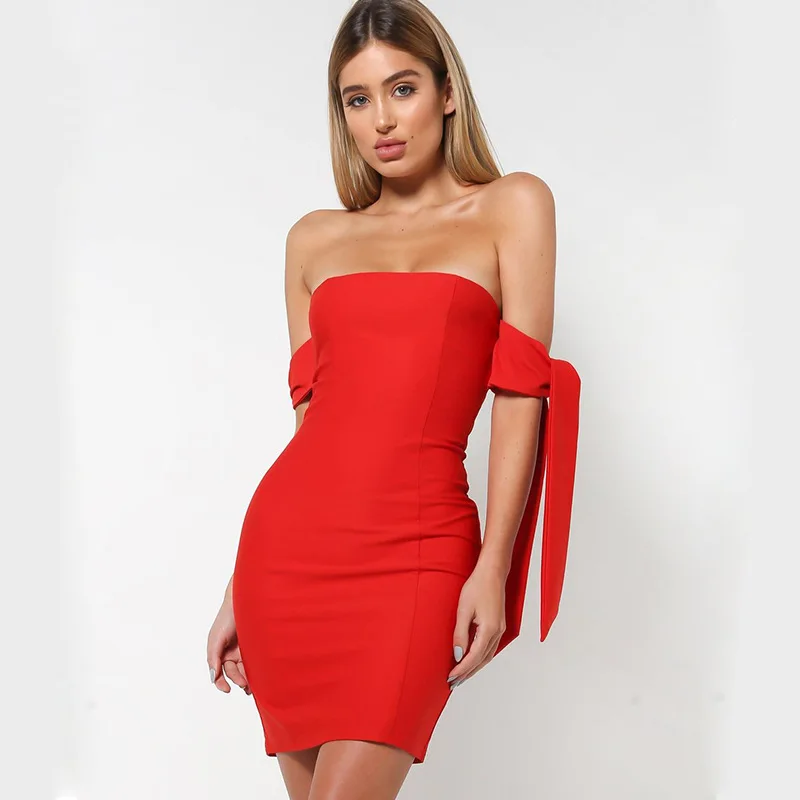 

Fashion Women Off The Shoulder Bodycon Club Party Sexy Dresses
