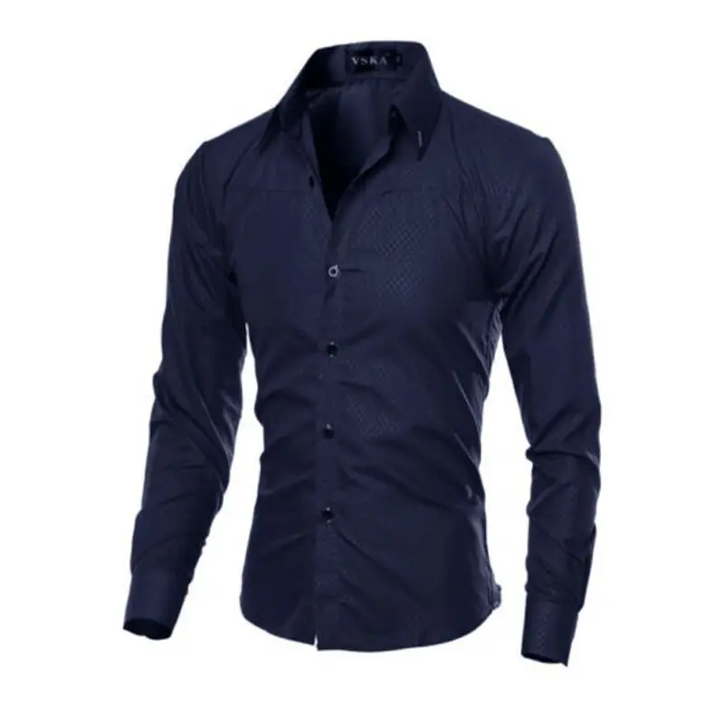 

Fashion spring autumn Men Shirts New Arrivals Slim Fit Male Shirt Solid Long Sleeve British Style Office Cotton Men's Shirt