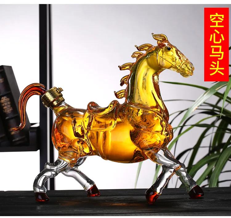 

Cool Horse shaped lead-free home whiskey decanter top quality bottle wine decanter for Liquor Scotch Bourbon MJ