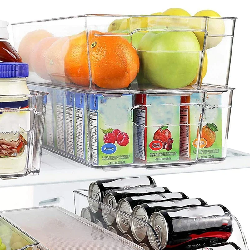 

Plastic Kitchen Pantry Cabinet, Refrigerator or Freezer Food Storage Bins with Handles - Organizer for Fruit