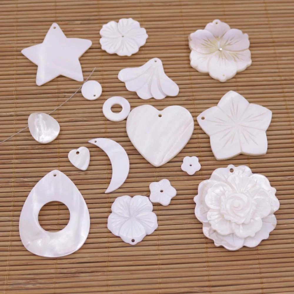 Натуральный Белый перламутровый корпус для изготовления кулонов 1 шт. цветы луна