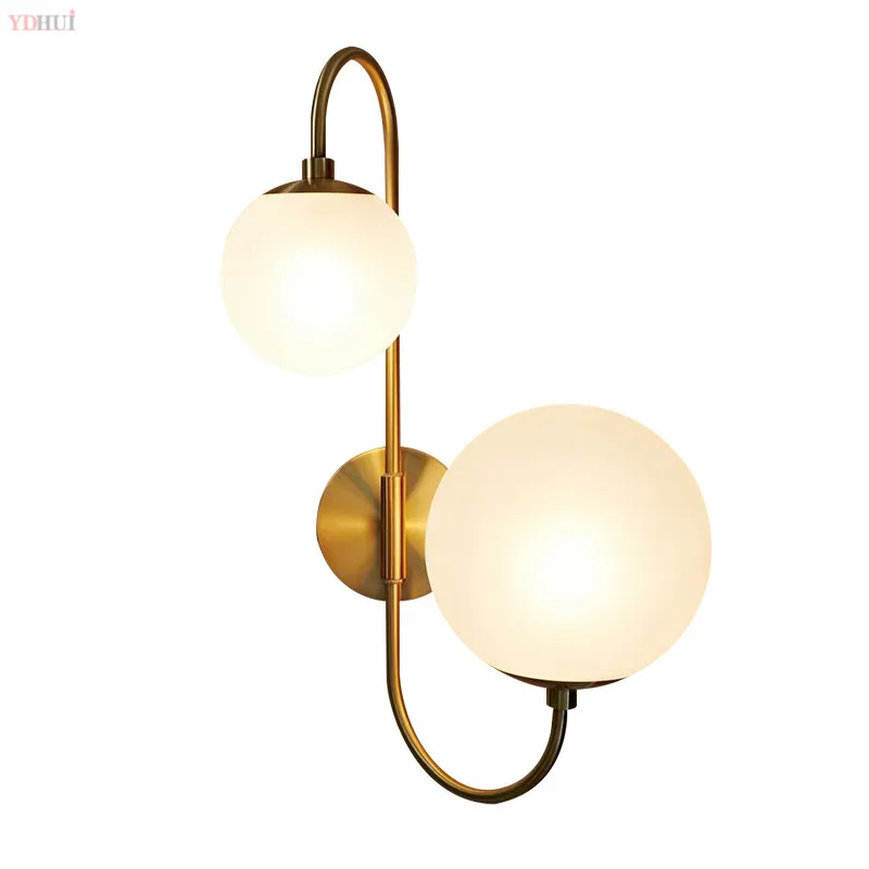 

Modern Gold Wall Lamp Foyer Bedroom Bedside Corridor Loft Wall Sconce Bean Glass Ball Wall Light LED Round Ball Wall Lamp