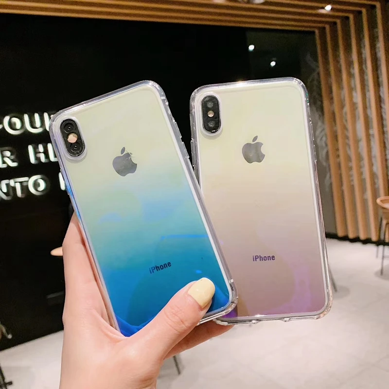 Цветной градиентный тонкий прозрачный мягкий Силиконовый ТПУ чехол для телефона