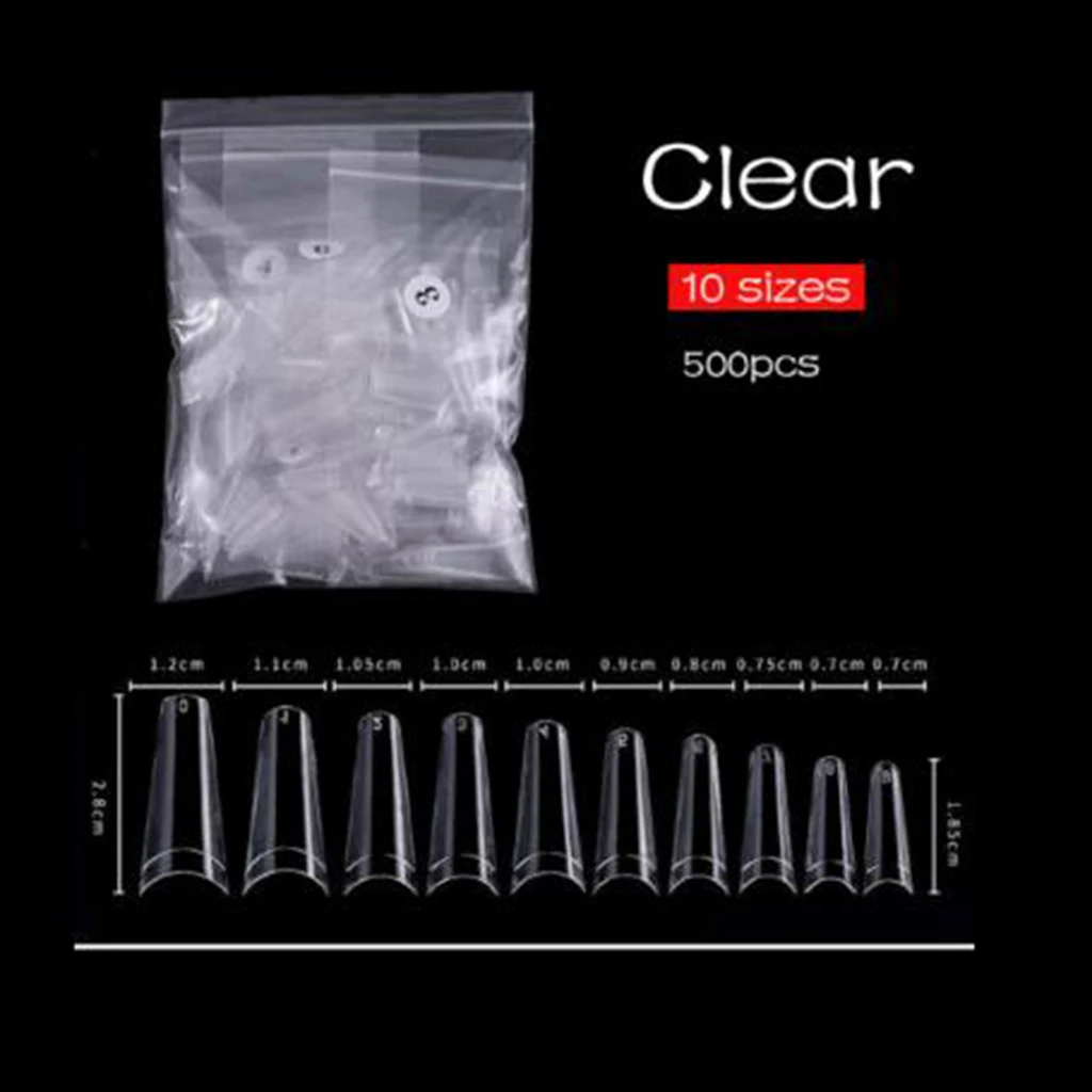 

500 Pcs C Curve Shape Natural Clear False Nails Acrylic French