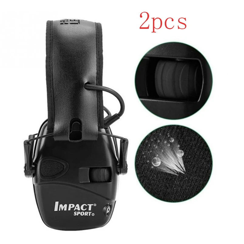 

2Pcs Black Electronic Shooting Earmuff Outdoor Sports Anti-noise Headset Impact Sound Amplification Hearing Protective Headset