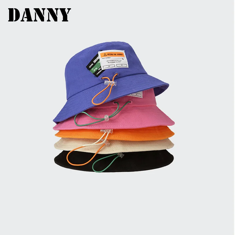 

2021 New Fashion Trend Drawstring Patch Men and Women the Same Style Street Hip-hop Bucket Hat Brand Casual Fisherman Hat