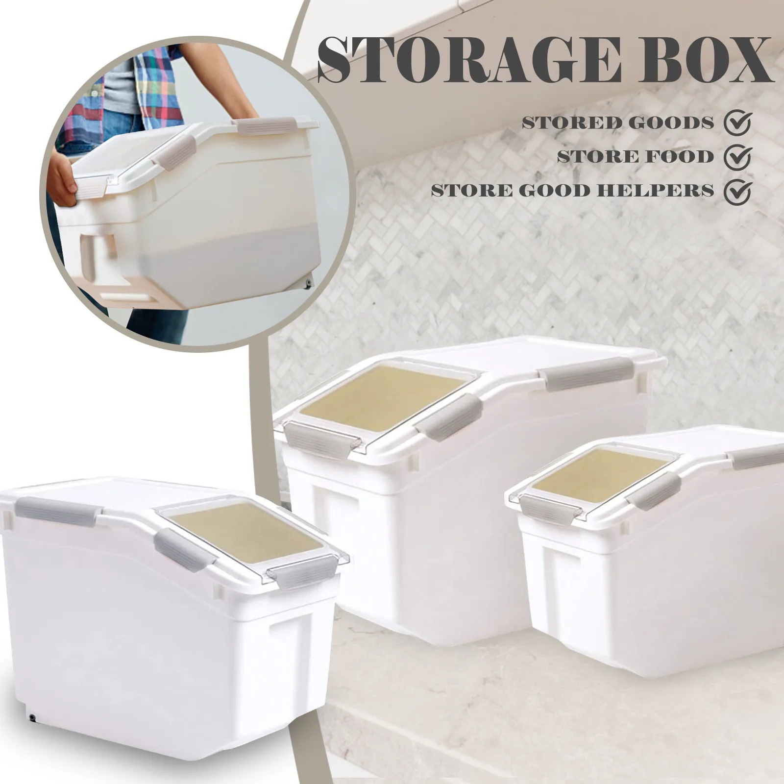 

Airtight Pet Food Storage Container With Wheel And Lid Plastic Pet Food Bin 22lb For Dog Food Cat Food Bird Seed