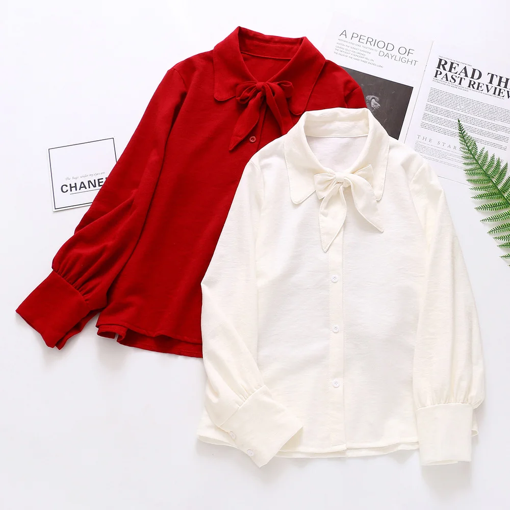 Женская рубашка Весенняя женская белая женские блузки с отложным воротником