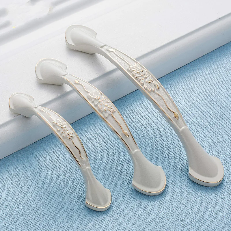 Дверные ручки с сельской инкрустацией золотая Слоновая белая искусственная