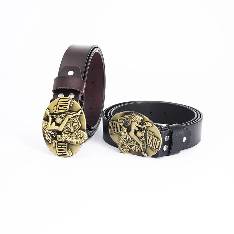 Ремень из натуральной кожи для мужчин и женщин модный Байкерский пояс в стиле