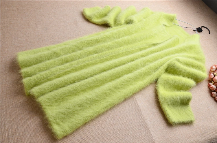 Женский Теплый удлиненный кардиган с воротником из меха норки и кашемира зимний