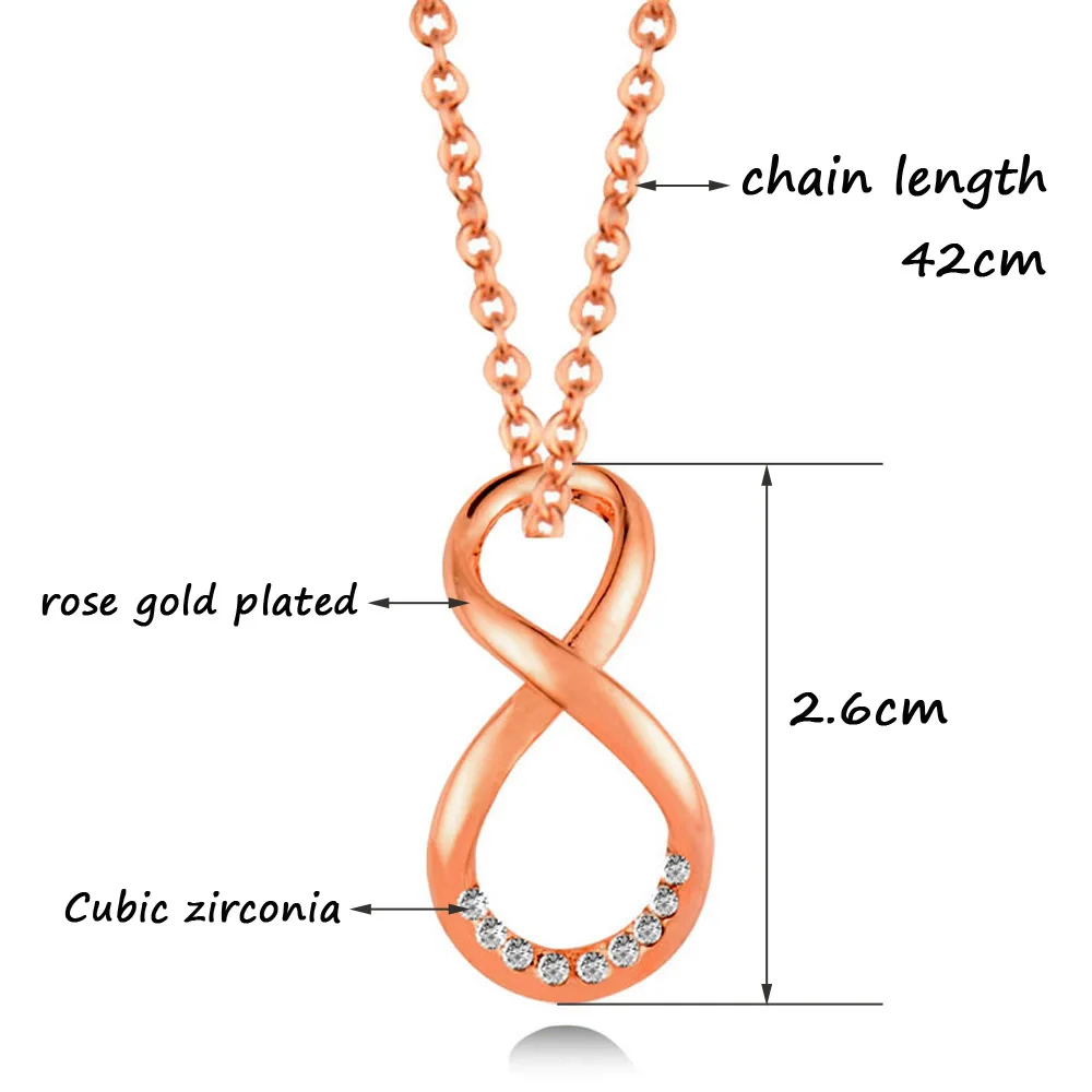 

LEEKER Tiny Cubic Zirconia Infinity Pendant Necklace Choker Link Chain For Women Rose Silver Color Accessories Jewelry 391 K2