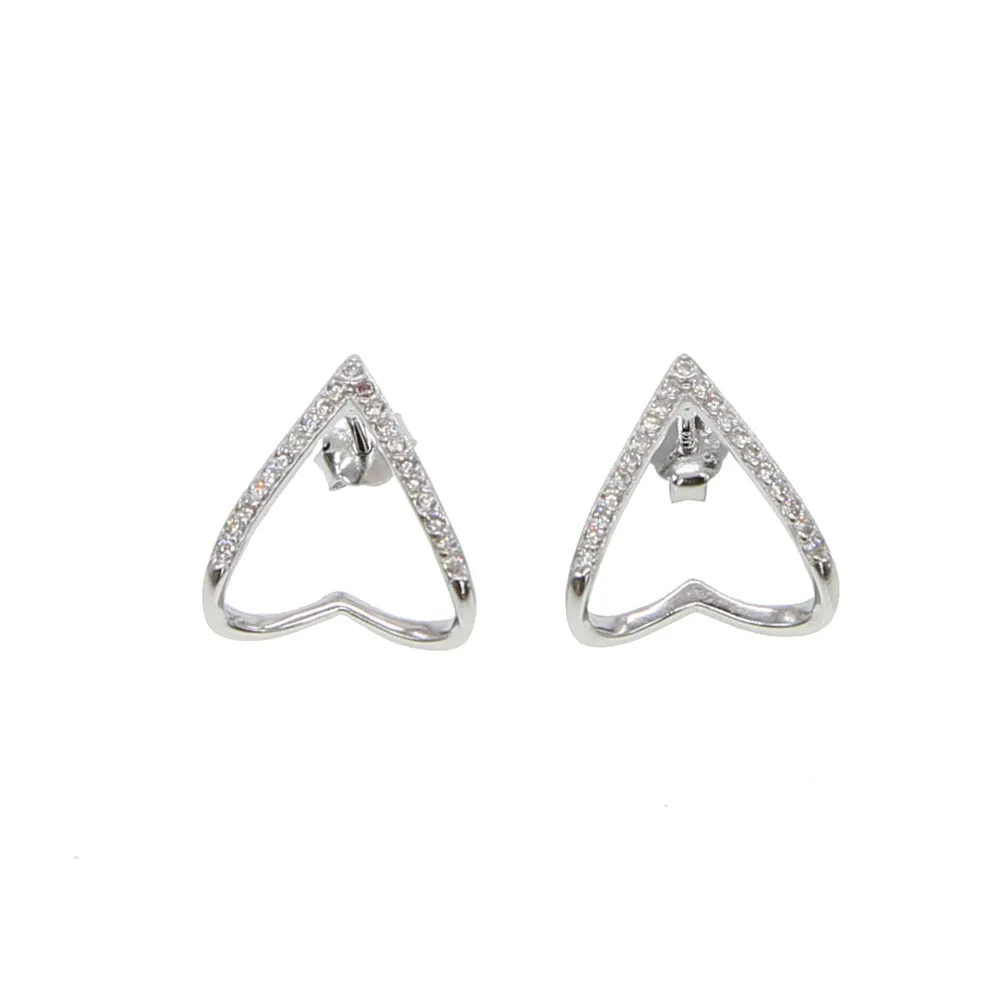 New Trendy Anti Allergy 925 Silver Heart Design Stud Earring Unique Women Girl Charm Lovely Paved CZ Fine Ear Jewelry | Украшения и